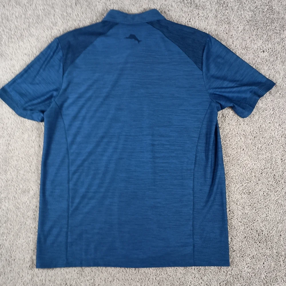 Tommy Bahama Men's Medium Blue Short Sleeve Island Zone Button-Up Polo Shirt - Picture 3 of 15